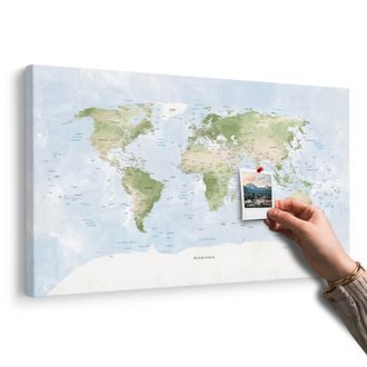 WANDBILD AUF KORK WELTKARTE IN PASTELLFARBEN - WANDBILDER AUF KORK - BILDER