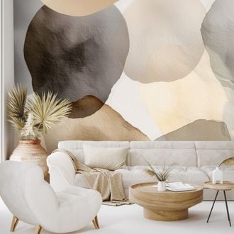 TAPET CERCURI ABSTRACTE ACUARELĂ BEJ - TAPET ABSTRACT - TAPETURI