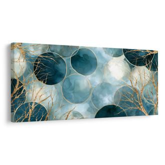 OBRAZ TYRKYSOVÉ KRUHY SE ZLATEM - PICTURES OF ABSTRACT SHAPES - PICTURES