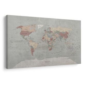 OBRAZ NA KORKU BÉŽOVO HNĚDÁ VINTAGE MAPA SVĚTA - PICTURES ON CORK - PICTURES