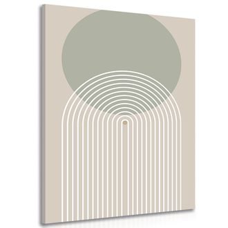 OBRAZ KHAKI KRUH S DUHOU MID-CENTURY - ABSTRAKTNÍ OBRAZY - OBRAZY