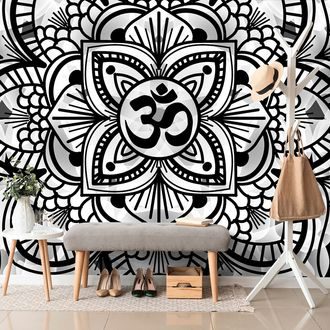 SELF ADHESIVE WALLPAPER MANDALA OF HEALTH IN BLACK AND WHITE - SELF-ADHESIVE WALLPAPERS - WALLPAPERS