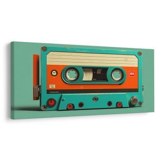 CANVAS SCHILDERIJ RETRO CASSETTEBANDJE - MUZIEK SCHILDERIJEN - SCHILDERIJEN