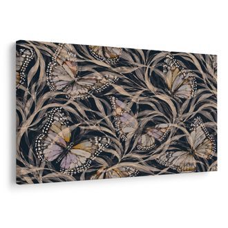 TABLEAU SUR TOILE – PAPILLONS DANS UNE VÉGÉTATION DÉLICATE - TABLEAUX PAPILLONS - TABLEAUX