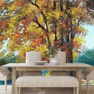 SELF ADHESIVE WALLPAPER PAINTED TREES IN AUTUMN COLORS - SELF-ADHESIVE WALLPAPERS - WALLPAPERS