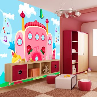 rozprávková detská dievčenská izba s tapetou