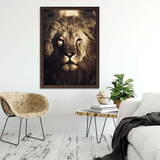 Obraz s rámom nádherný lev 