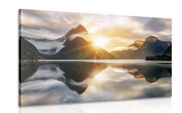 CANVAS PRINT BEAUTIFUL SUNRISE IN NEW ZEALAND - PICTURES OF NATURE AND LANDSCAPE - PICTURES