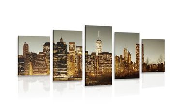 QUADRO IN 5 PARTI NEW YORK CENTRO - QUADRI CITTÀ - QUADRI