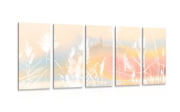 5-DÍLNÝ OBRAZ POHÁDKOVÝ ZÁMEK NA KOPCI - OBRAZY PŘÍRODY A KRAJINY - OBRAZY