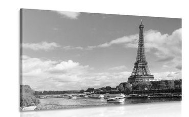 WANDBILD ATEMBERAUBENDES PANORAMA VON PARIS IN SCHWARZ-WEISS - SCHWARZ-WEISSE BILDER - BILDER