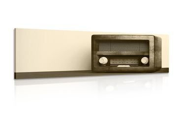 WANDBILD RETRO-RADIO IN SEPIA - SCHWARZ-WEISSE BILDER - BILDER