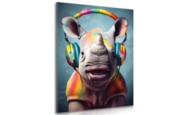 OBRAZ NOSOROŽEC SE SLUCHÁTKY - OBRAZY PÁRTY ZVÍŘATA SE SLUCHÁTKY - OBRAZY