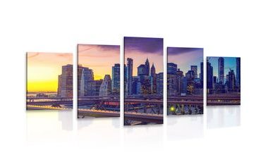 5-PIECE CANVAS PRINT BUSY CITY - PICTURES OF CITIES - PICTURES