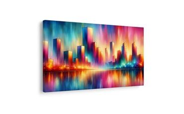 OBRAZ BAREVNÁ MĚSTSKÁ SILUETA - OBRAZY MĚSTA - OBRAZY