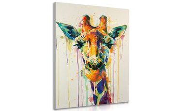 WANDBILD GIRAFFE ALS GEMÄLDE-NACHAHMUNG - WANDBILDER ZEBRAS UND GIRAFFEN - BILDER