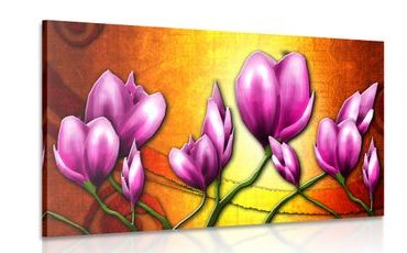 OBRAZ RŮŽOVÉ KVĚTY V ETNO STYLU - ABSTRAKTNÍ OBRAZY - OBRAZY