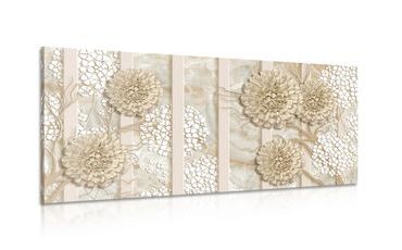 CANVAS PRINT ABSTRACT FLOWERS ON A MARBLE BACKGROUND - ABSTRACT PICTURES - PICTURES