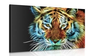 CANVAS PRINT TIGER HEAD IN AN ABSTRACT DESIGN - PICTURES OF ANIMALS - PICTURES