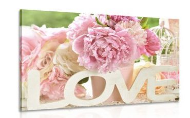 TABLEAU SUR TOILE – AVEC INSCRIPTION ROMANTIQUE LOVE - TABLEAUX AVEC CITATIONS ET INSCRIPTIONS - TABLEAUX