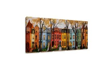 5-DÍLNÝ OBRAZ PODZIMNÍ MĚSTSKÁ ULICE - BAREVNÉ DOMY - PICTURES