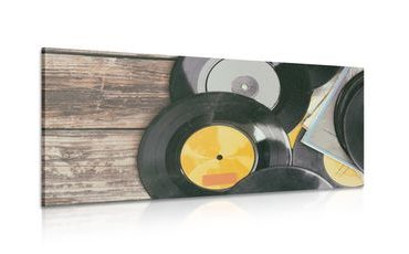 CANVAS PRINT OLD GRAMOPHONE RECORDS - VINTAGE AND RETRO PICTURES - PICTURES