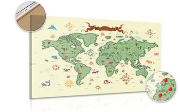 Wandbild auf Kork Originelle Weltkarte