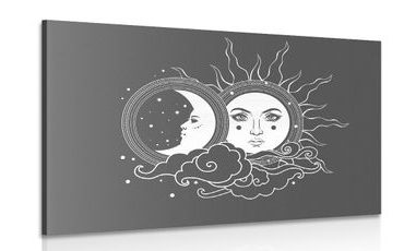 OBRAZ ČERNOBÍLÁ HARMONIE SLUNCE A MĚSÍCE - ČERNOBÍLÉ OBRAZY - OBRAZY