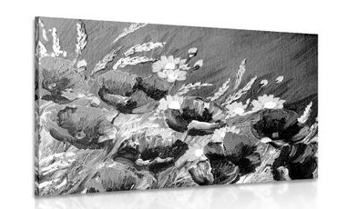 IMPRESSION SUR TOILE COQUELICOTS PEINTS EN NOIR ET BLANC - IMPRESSIONS SUR TOILE NOIR ET BLANC - IMPRESSION SUR TOILE