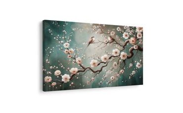 OBRAZ PTÁČCI NA VĚTVI SAKURY - OBRAZY KVĚTŮ - OBRAZY