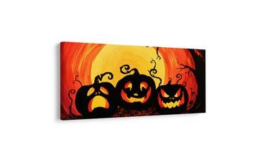 WANDBILD UNHEIMLICHE KÜRBISSE UNTER DEM MOND - HALLOWEEN- UND HORROR-BILDER - BILDER