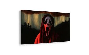 WANDBILD UNHEIMLICHER SCHREI IN ROTER KAPUZE - HALLOWEEN- UND HORROR-BILDER - BILDER