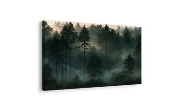 TABLEAU SUR TOILE – FORÊT BRUMEUSE À L’AUBE - TABLEAUX FORÊT - TABLEAUX