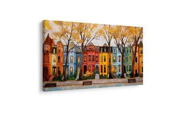 OBRAZ BAREVNÉ DOMY V ALEJI - BAREVNÉ DOMY - OBRAZY