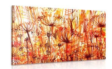 CANVAS PRINT DANDELION IN SHADES OF ORANGE - ABSTRACT PICTURES - PICTURES