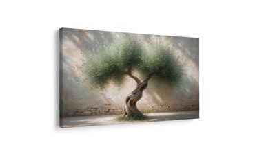 WANDBILD OLIVENBAUM AUF STEINIGEM HOF - BILDER BÄUME UND LAUB - BILDER