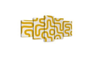 5-TEILIGES WANDBILD GELBE ABSTRAKTE LINIEN - VINTAGE- UND RETRO-BILDER - BILDER