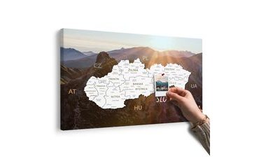 OBRAZ NA KORKU MAPA SLOVENSKA S POZADÍM HOR - OBRAZY NA KORKU - OBRAZY