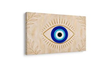 WANDBILD BLAUES SCHUTZAUGE MIT GOLD - WANDBILDER NACH MOTIV - BILDER
