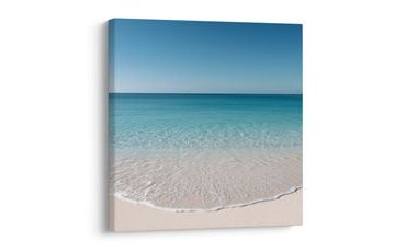 TABLEAU SUR TOILE – HORIZON AZUR SUR PLAGE DE SABLE - TABLEAUX DE LA MER ET DE LA PLAGE - TABLEAUX