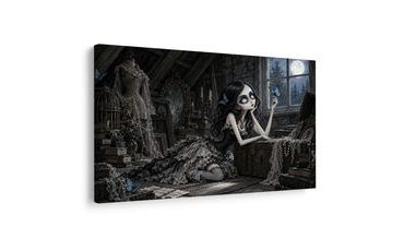 QUADRO SU TELA – RAGAZZA GOTICA CON FARFALLA - QUADRI HALLOWEEN E HORROR - STAMPE E QUADRI
