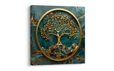 OBRAZ STROM ŽIVOTA S MODROZLATÝM POZADÍM - OBRAZY STROMY ŽIVOTA - OBRAZY