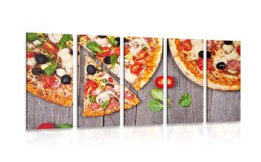 QUADRO IN 5 PARTI PIZZA - QUADRI DI CIBI E BEVANDE - QUADRI