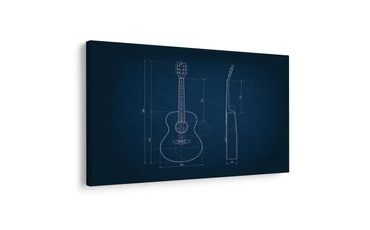 OBRAZ TECHNICKÝ NÁKRES AKUSTICKEJ GITARY - HUDOBNÉ OBRAZY - OBRAZY