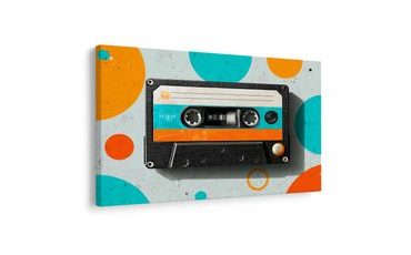 WANDBILD RETRO-KASSETTE MIT KREISEN - MUSIKBILDER - BILDER