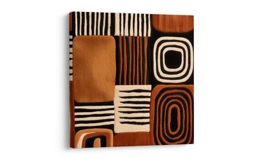 TABLEAU SUR TOILE – MOTIFS GÉOMÉTRIQUES EN CONTRASTE BRUN ET NOIR - IMAGES FORMES ABSTRAITES - TABLEAUX