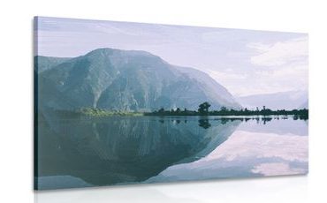 OBRAZ MALOVANÁ SCENÉRIE HORSKÉHO JEZERA - OBRAZY PŘÍRODY A KRAJINY - OBRAZY