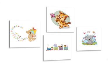 CANVAS PRINT SET COLORFUL ANIMALS - SET OF PICTURES - PICTURES
