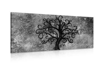 CANVAS PRINT BLACK AND WHITE TREE OF LIFE - BLACK AND WHITE PICTURES - PICTURES