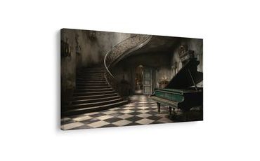 SLIKA ANTIKNI KLAVIR U TAJANSTVENOJ VILI - GLAZBENE SLIKE - SLIKE